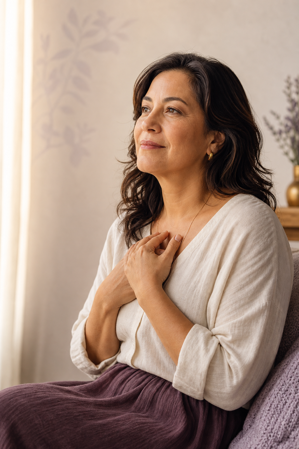 Mujer adulta en un momento tranquilo de reflexión personal